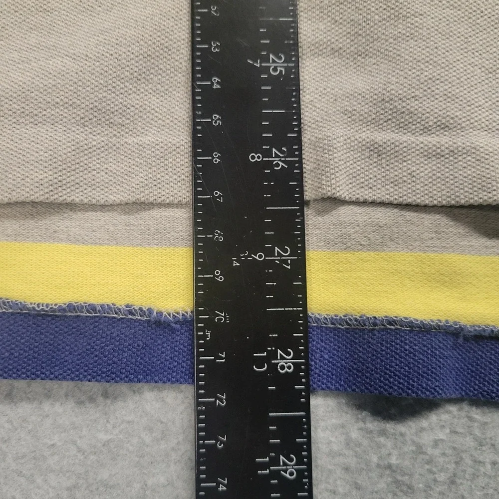 Polo Ralph Lauren Mens Large Striped Polo Shirt Blue Yellow Grey Made in USA L